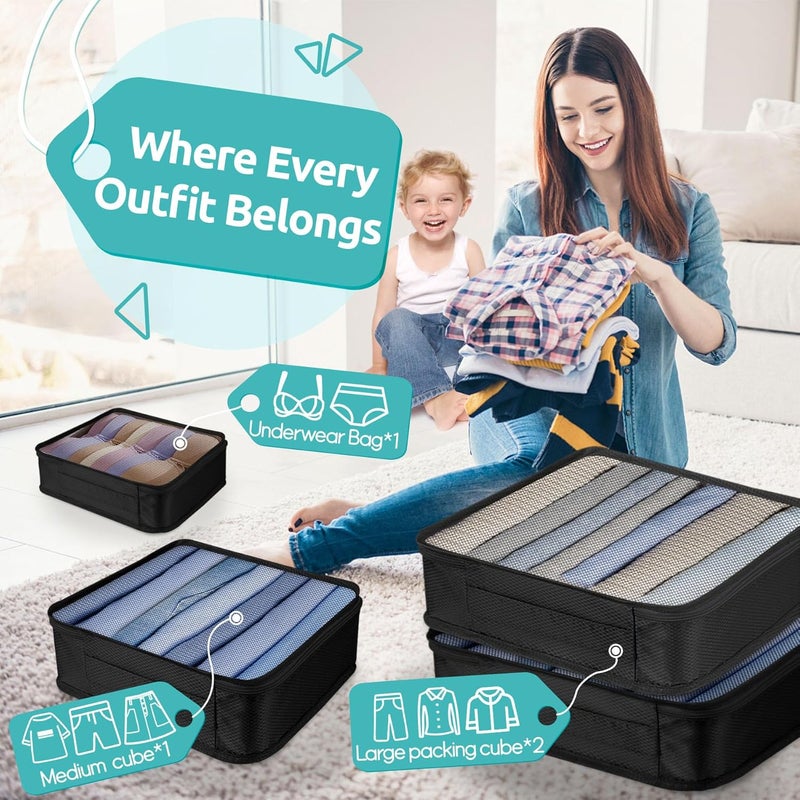 WULIVA ALL INCLUDED - 12 Set Packing Cubes for Suitcases Carry On, Travel Essentials/Accessories Luggage Organizer Bags Set, Includes Cubes, Shoes Bag, Matte Cosmetic Bag, Zipper Bags - Image 2